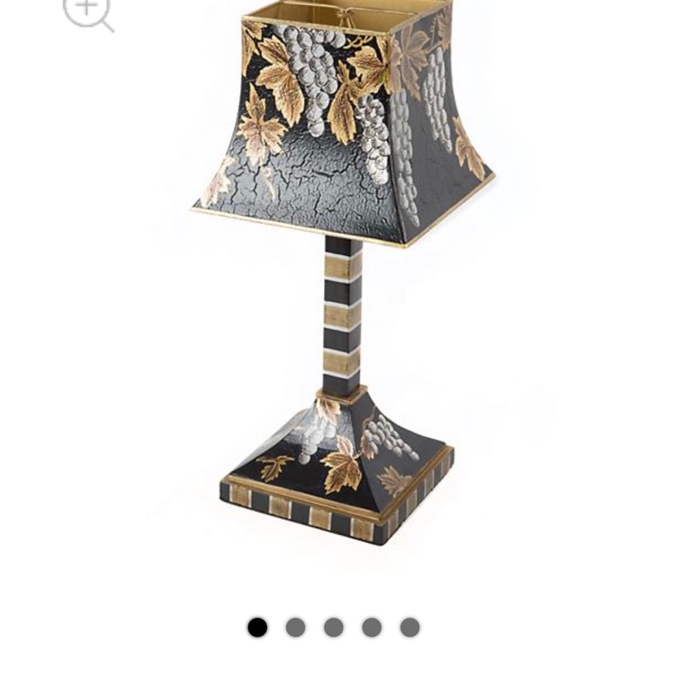 Mackenzie Childs Vendage library lamp and tray.